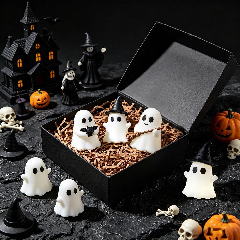 Halloween Mini Glow Ghost Figurine Creative Table Decor Luminous Ghost Ornament for Micro Landscape Decoration Set