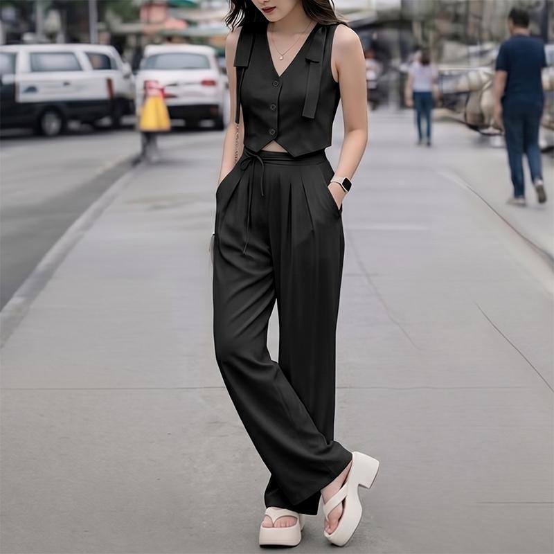ZANZEA Women Sleeveless Blouse and Long Pants Summer Two Piece Suit Sets