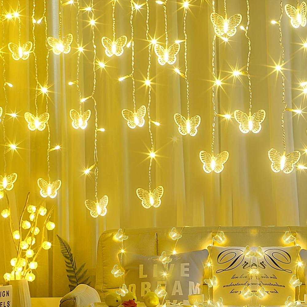 LED Butterfly Fairy Lights with Remote Control Infrared, USB IPX Free Curtain String Lights Warm Glow for, Outdoor Christmas Wedding Party Decorati