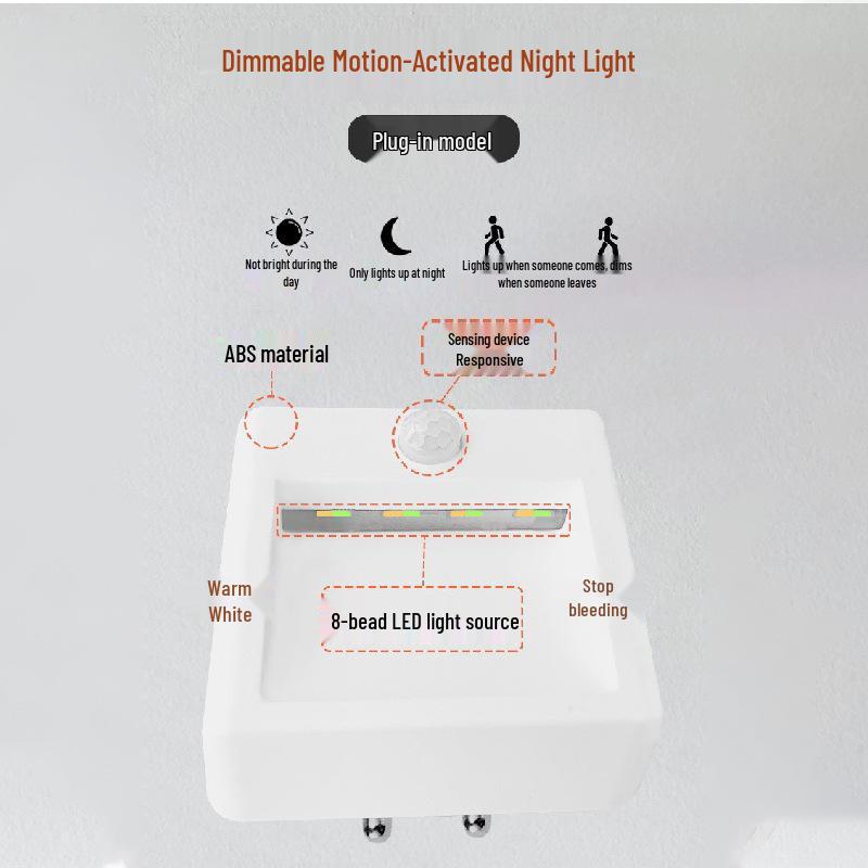 YOC Adjustable Infrared Sensor Night Light, Stepless Dimming, EU Plug, Warm & Cool White.
