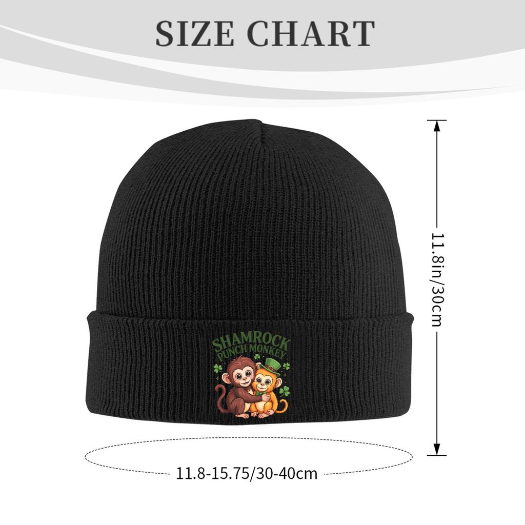 Monkey Punch  Plush Hugging St Patricks Day Knit Hat  Beanie Hats Outdoor Warm Soft Men Women Bonnet Hats Winter Caps Gift