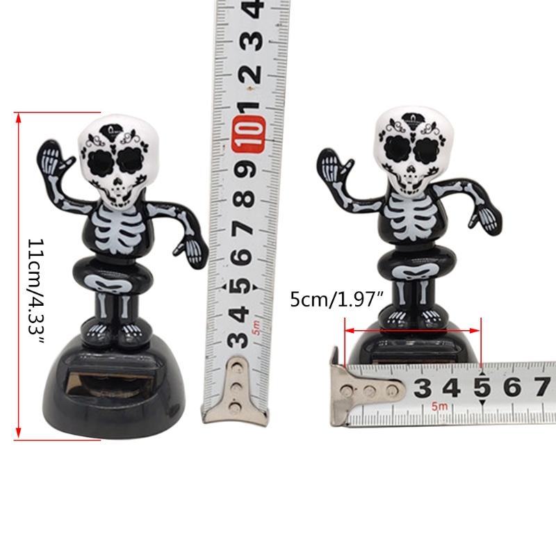 3x Bobbleheads Ornaments 3x Skeleton Dashboard Desk Home Solar Powered