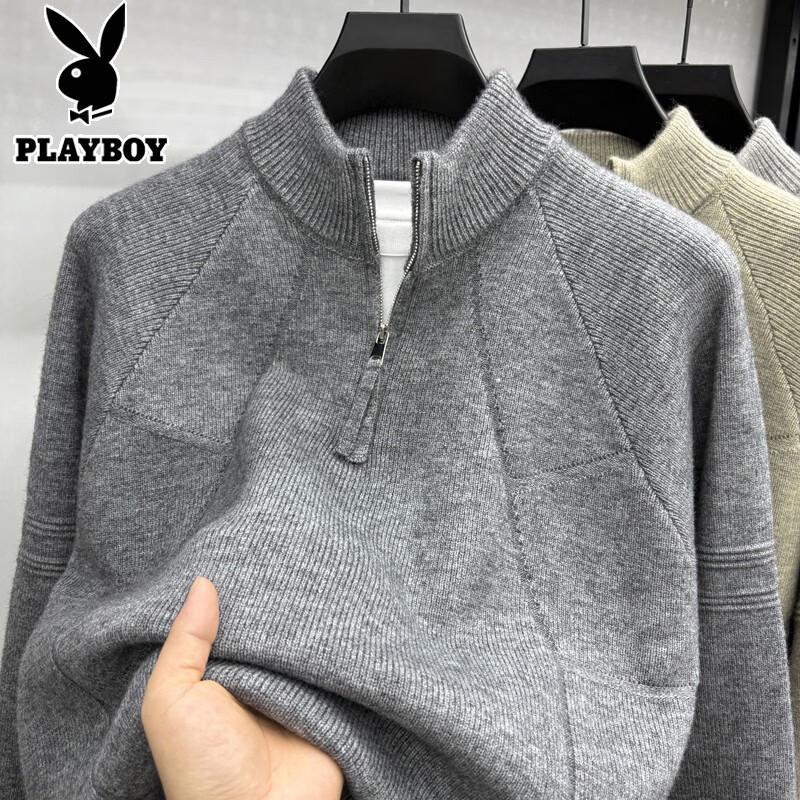 PLAYBOY Men s Half-Zip Knitted Sweater M