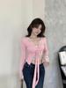 Women's Lace Splicing V-Neck Long Sleeve Layered T-Shirt with Chest Pads