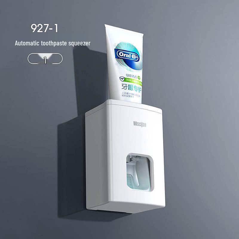Wall-Mounted Toothbrush & Cup Holder with Automatic Toothpaste Dispenser