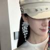Zinc Zinc Alloy Crystal Beads Ear Drop Rhinestone White Flower Earrings Wedding Long Ear Drop  Holiday