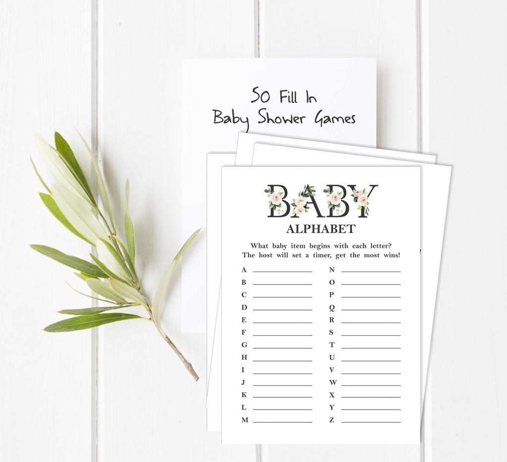 Inkdotpot Gender Neutral Baby Shower Game Set Of 50 Baby Alphabet ABC Game Party
