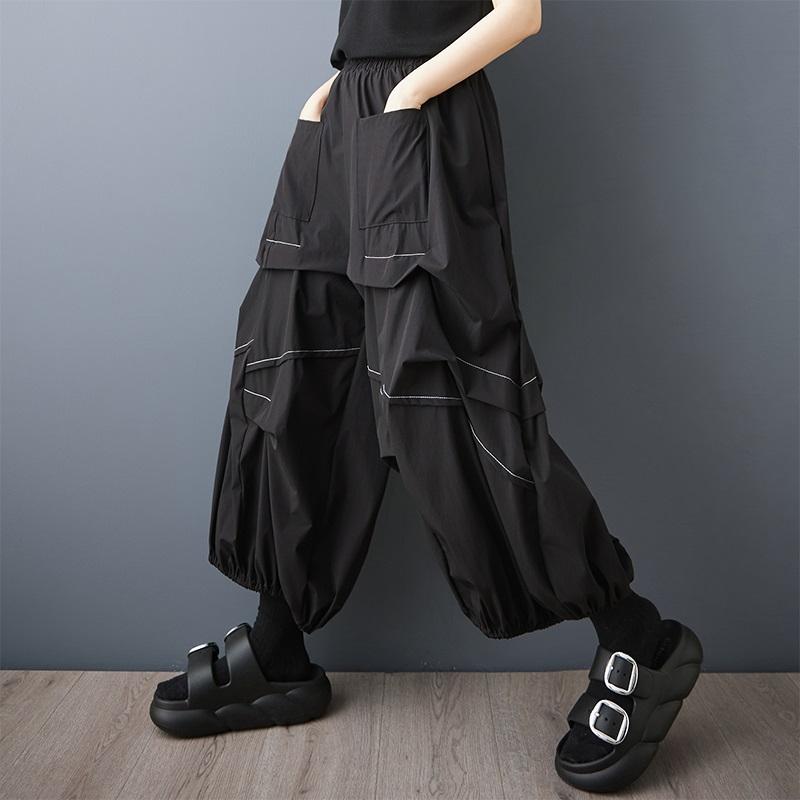 Plus Size Vintage High Waist Casual Loose Long Summer Wide Leg Pants Women Trousers