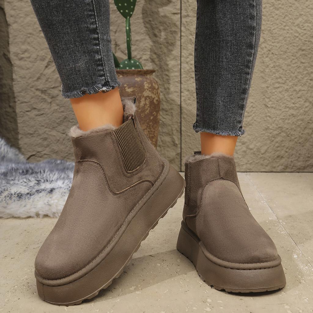 Fashion 2024 Women Trend Outdoor Slip On Winter Round Toe Shoes Comfortable Warm Water Proof Short Barrel Snow Boots Shoes for Women
