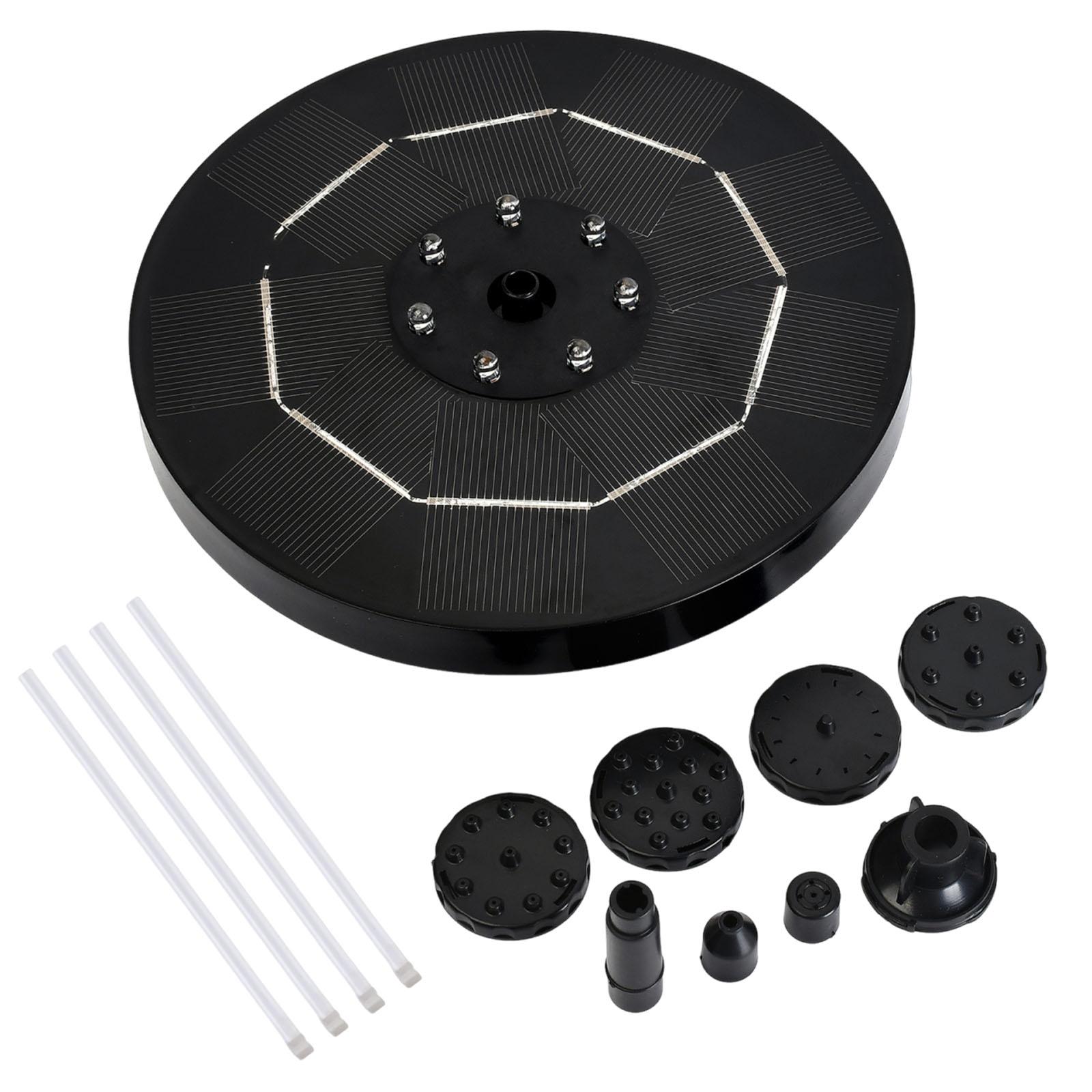 Солнечный фонтан-поилка для птиц мощностью 3,5 Вт с аккумулятором 1500 мАч, Солнечный аэратор для пруда, Фонтан со светодиодной подсветкой для садового пруда чёрный