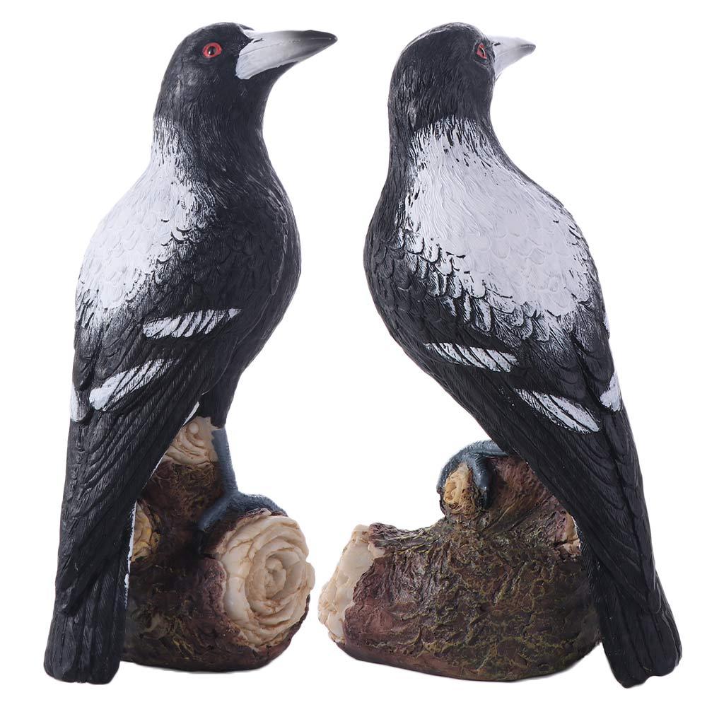 Resin Simulation Magpie Ornament Cute Animal Miniatures Figurine Bird Statue Office