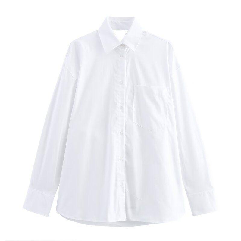 Fashion Style 2024 Autumn New Women's Clothing Stylish Bowknot Decoration Loose Long Sleeves Shirt 8441002