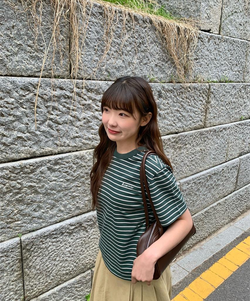 KIIMUIR (Women) Striped Short Sleeve T-Shirt_Green