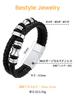 Bracelet Leather Magnetic Buckle Stainless Steel Waterproof Thick Braided Leather Bracelet Accessory Casual Bang [Bestyle] Men's Men's (Silver)