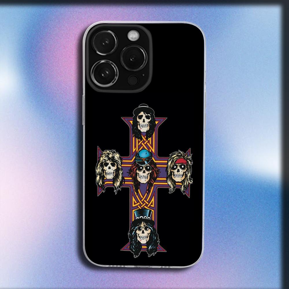 

Band G-Guns N Roses Phone Case For iPhone 16,15,14,13,12,11 Plus,Pro,Max,XR,XS,X,Plus,SE,Mini Transparent Soft Cover iPhone12
