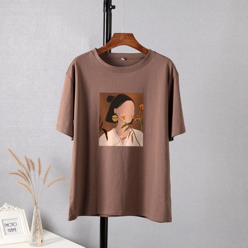 Camisetas Estéticas Estampadas de Manga Corta Hirsionsan para Mujer 2021 Verano Moda Chic Camisetas Holgadas Gráficas Góticas Tops Casuales Femeninos