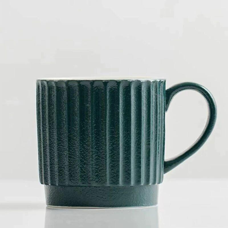 Ceramic Mug Handmade Line Pattern Cup Household Tea Drinking Cup Activity Cup Practical Gift Cup