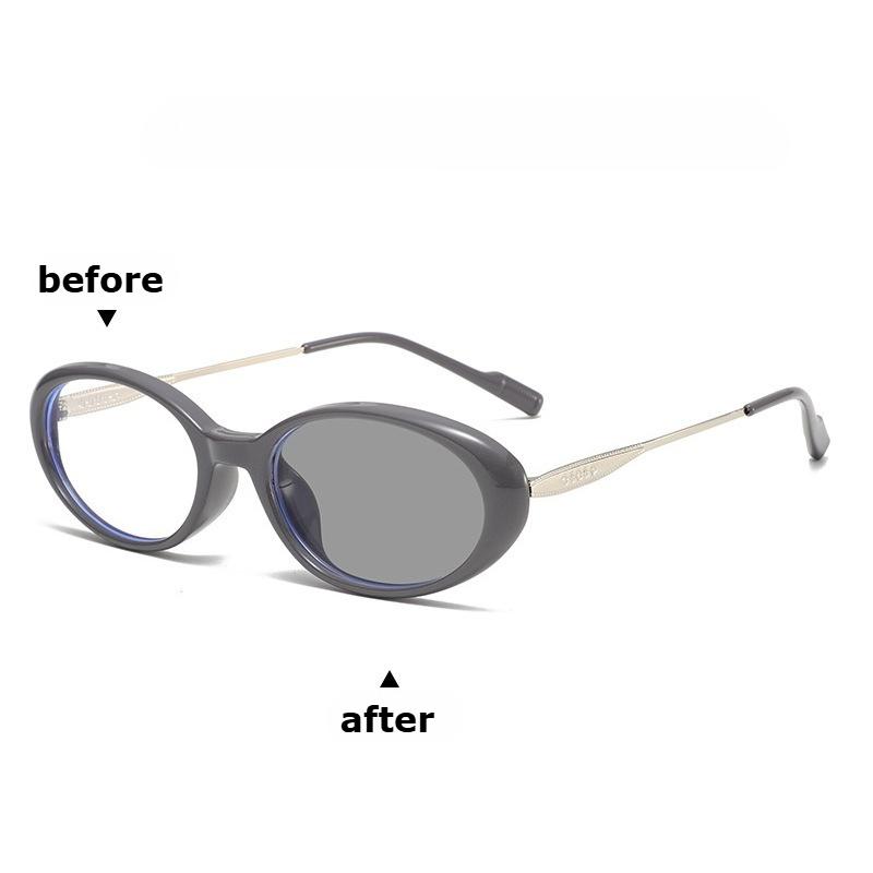 2026 New Fashionable Personalized Cat Eye Photochromic Women's Reading Glasses Retro Outdoor Neutral HD Anti Blue Light Glasses