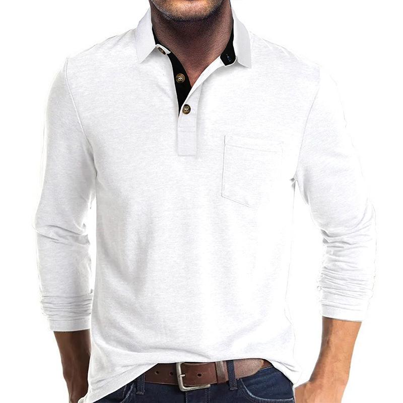 Herren Langarm Umlegekragen T-Shirt Herren POLO Shirt Herbst Winter Basisshirt Mode POLO Shirt