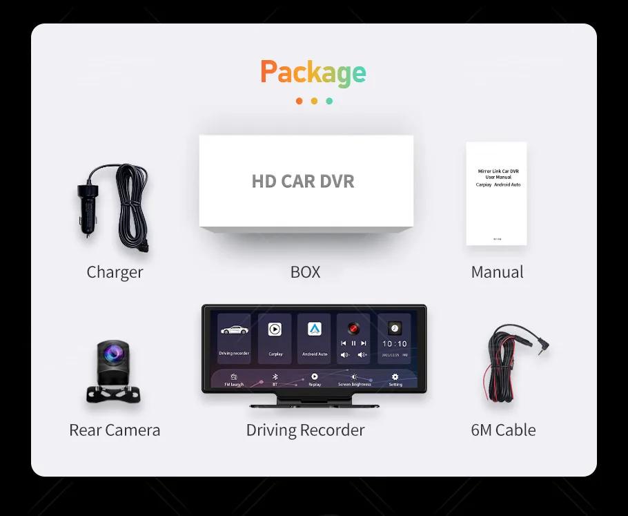 EKLEVA 10.26 Inch Car DVR 4K Dash Cam Rearview Mirror WIFI Dashboard Dual Lens Camera Driving Recorder Support Carplay Android Auto