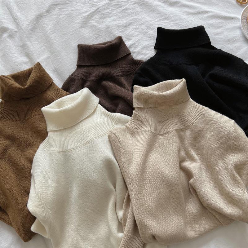 Kinder Jungen Mädchen Unifarben Hoher Kragen Langarm Freizeit Strickpullover Pullover