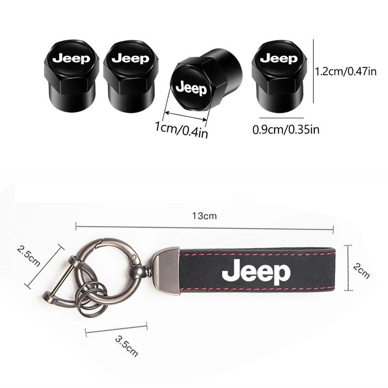Anti-Rust Car Tire Valve Stem Caps Suede Keychain for Jeep Renegade Wrangler JK JL Grand Cherokee Compass Auto Wheel Accessories