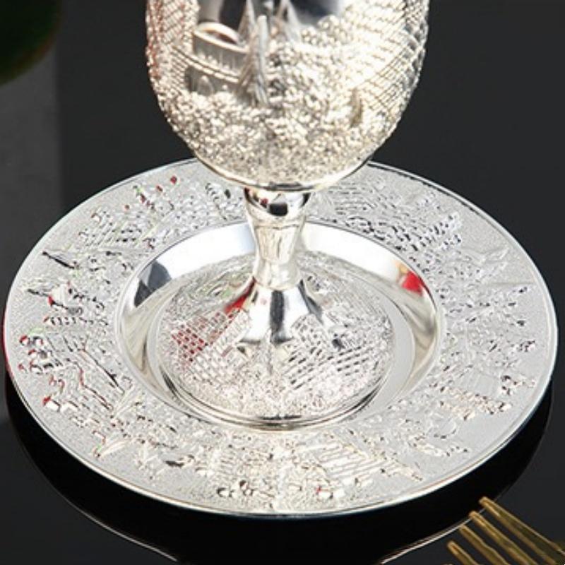 Wine Glases Embossed Castle Alloy Polished Vodka Cup Juice Liquor Champagne Goblet 300ml Tumbler Party Wedding Mini Drinkware