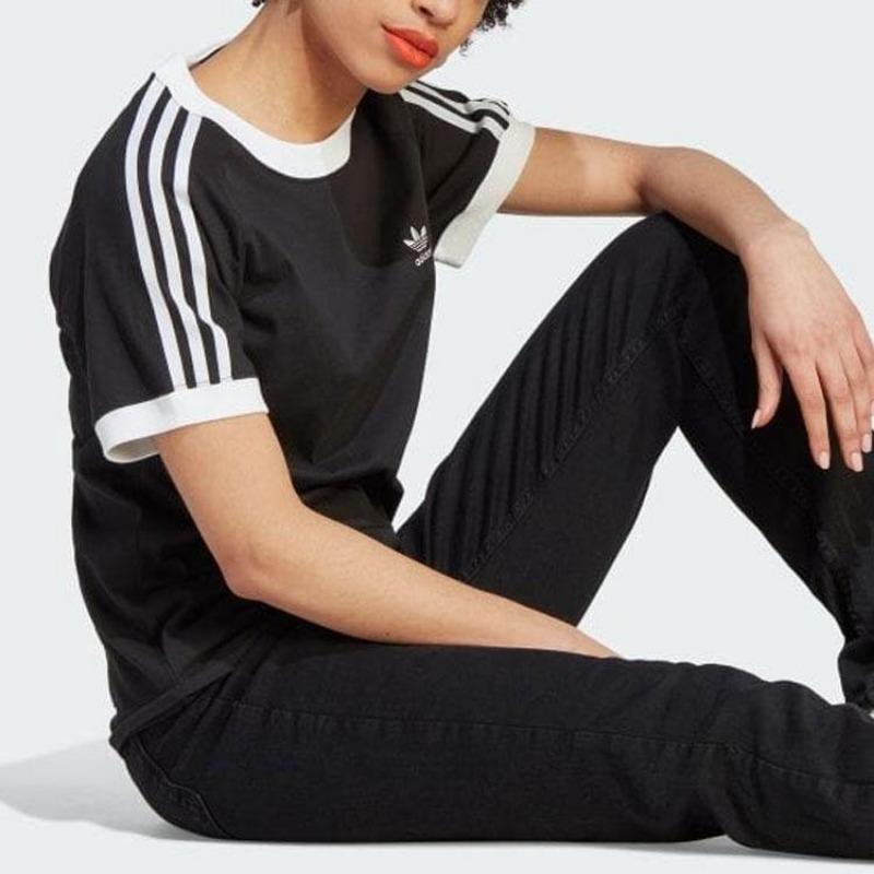 adidas Originals Women's Adicolor Classics Slim 3-Stripes T-Shirt Black/White IK4051