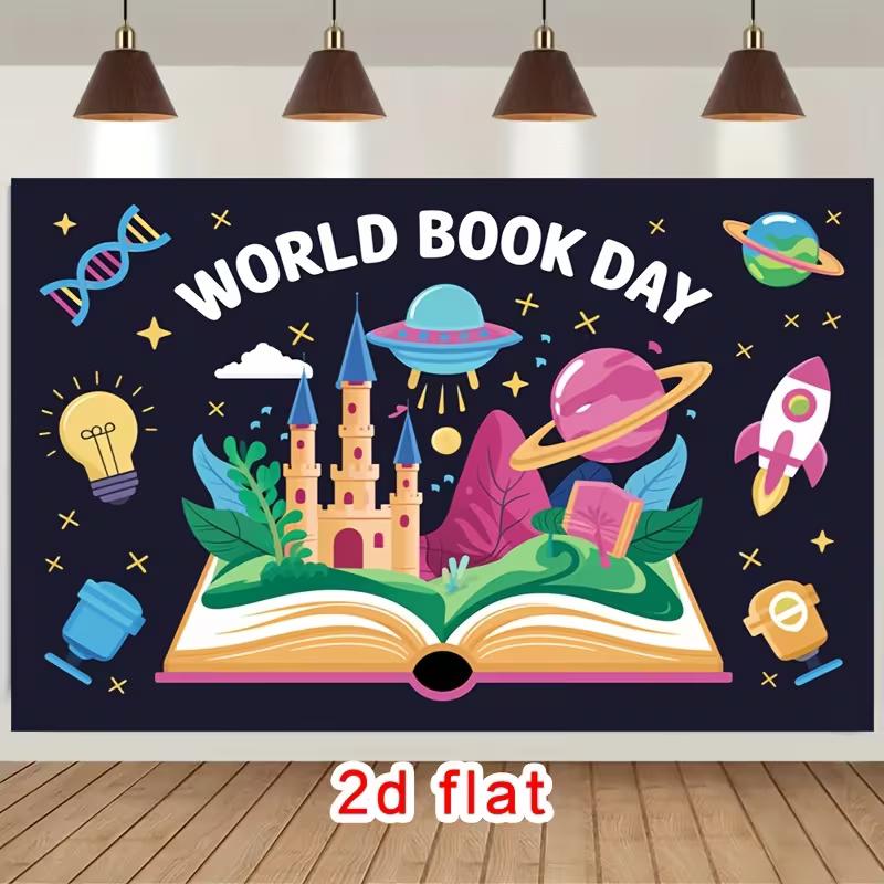 2D Open Book Fantasy Backdrop World Book Day Classroom Background