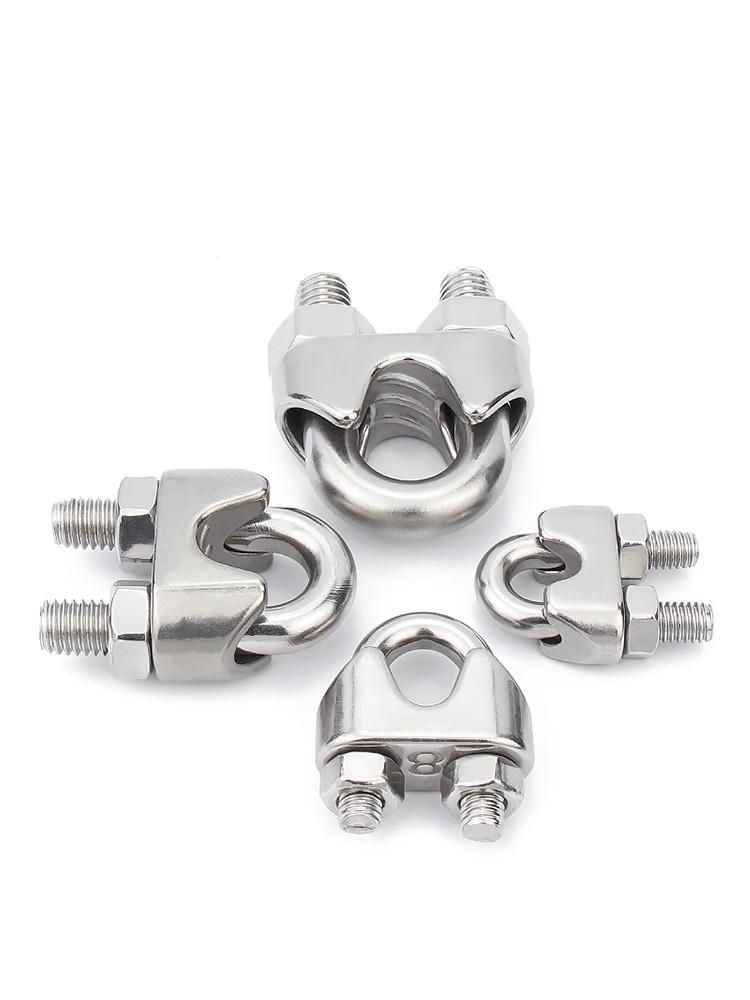 10 PCS Silver A2 Stainless Steel U-Bolt Type Wire Rope Clip M2 M3 M4 M5 M6 M8 M10 M12mm Clamp Bolt Household Hardware Working