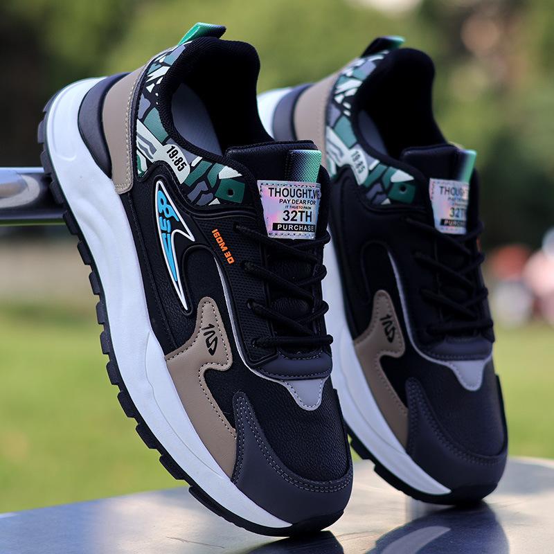 

Men s new spring and autumn lace-up breathable sports shoes trendy versatile casual shoes light and comfortable running shoes batch 44 чорний