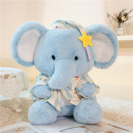 Blue Jiji Elephant Plush - Soothing Cloth Doll for Children's Sleep
