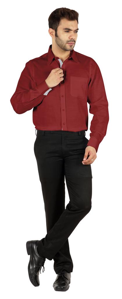 BestMan Formal Classic Button Down Cotton Shirts Inner Contrast Regular Fit Office Shirt For