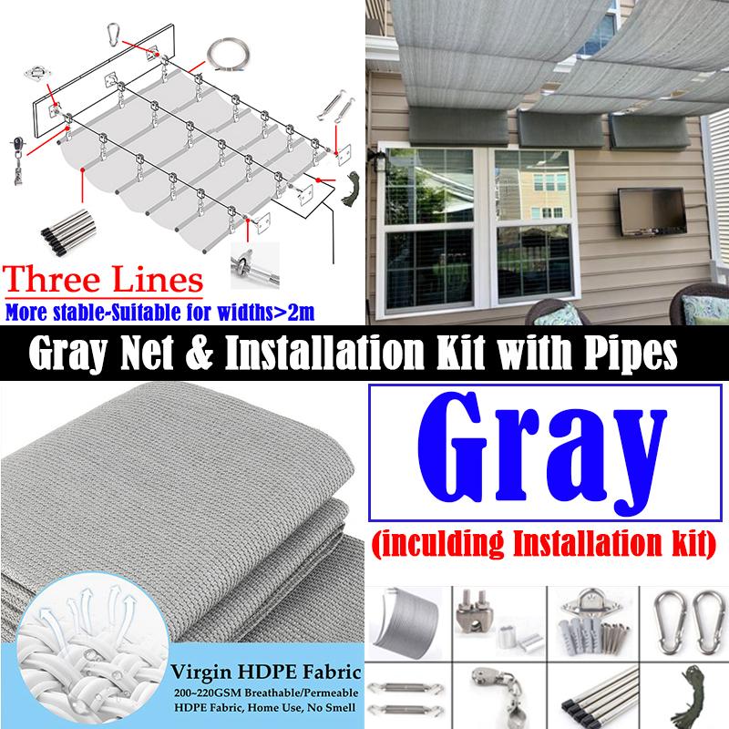 Width 3m Outdoor Telescopic Sun Shade Sail UV Resistant Swimming Pool Shading Cover Patio Pergola Retractable Shading Cover