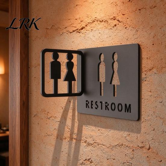 Acrylic Toilet Sign Restroom Sign, Male And Female Bathroom Wall Signs for Business Mounted Double Sided Corridor Commercial Use