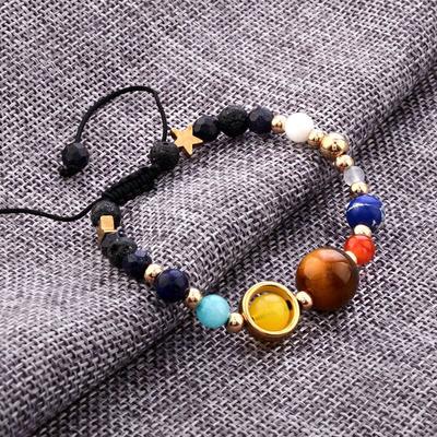 Solar System Bracelet Nine Planets Stone Galaxy Natural Stone Stretch  Bracelet