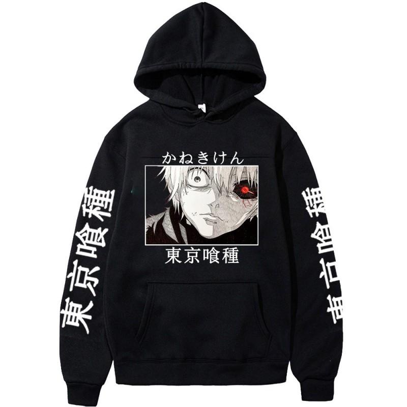 Anime Hoodie Ken Kaneki Graphic Print Streetwear Casual Sweatshirt Men Fall