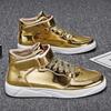 Large size men's shoes 2025 spring new mirror board shoes youth trend student high top sports and leisure shoes