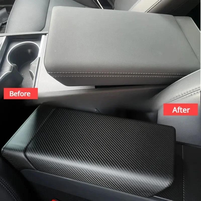 For Tesla Model 3 Y Accessories Armrest Protector Box 3K 240G Real Carbon Fiber Cover Center Console Panel Pad Model3 Highland