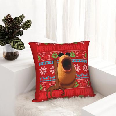Marcus The Worm Merry Christmas Pillowcase Soft Polyester Cushion Cover Decor  Throw Pillow Case Cover Home Square 45X45cm