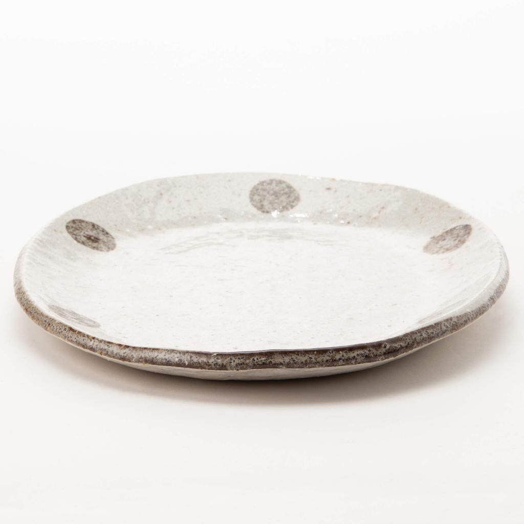 Mino Ware Polka Dot White Karatsu Oval Plate K52025