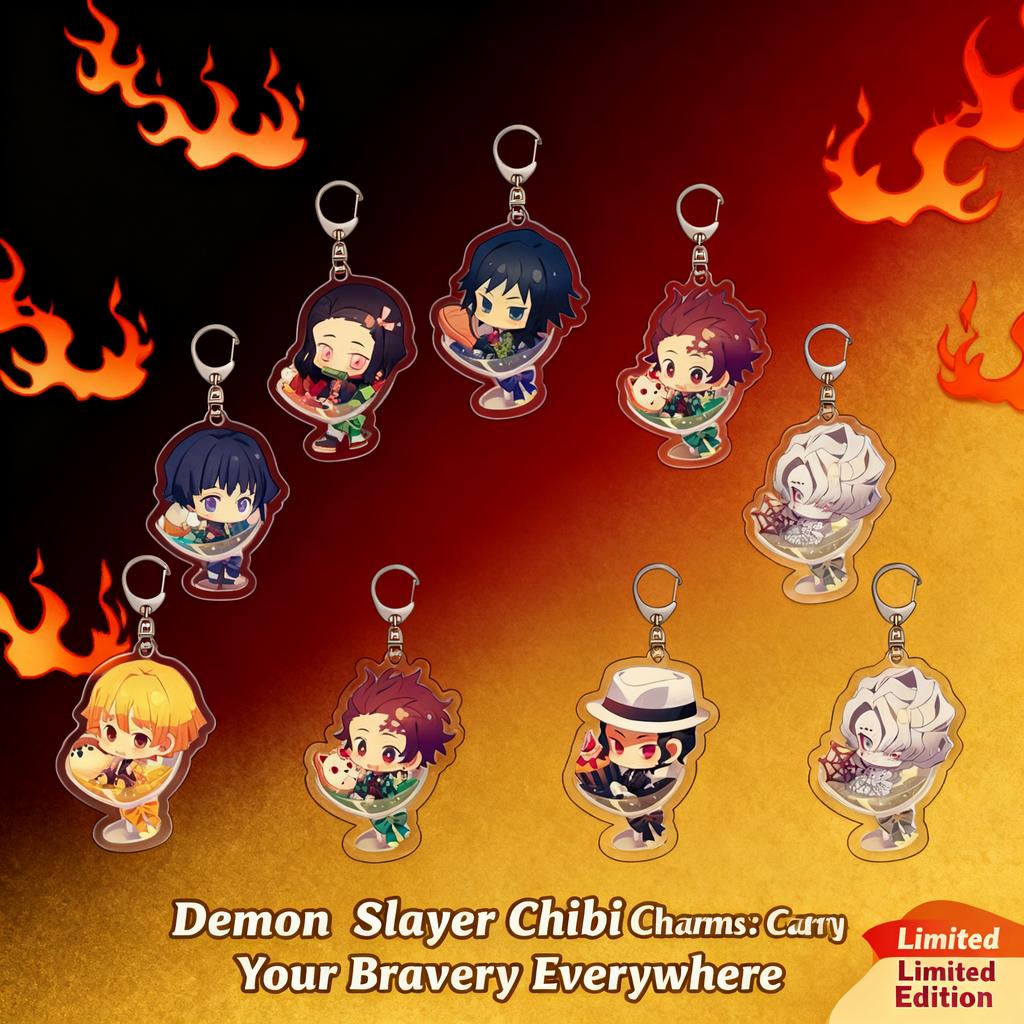 Anime Cartoon Acrylic Keychain Demon Slayer Nezuko Tanjiro Charm Keychain Accessories Gift for Fans Cosplay Collection
