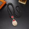 Retro Sapphire Water Drop Sweater Chain Necklace - Elegant Women's Rhinestone Pendant Accessory