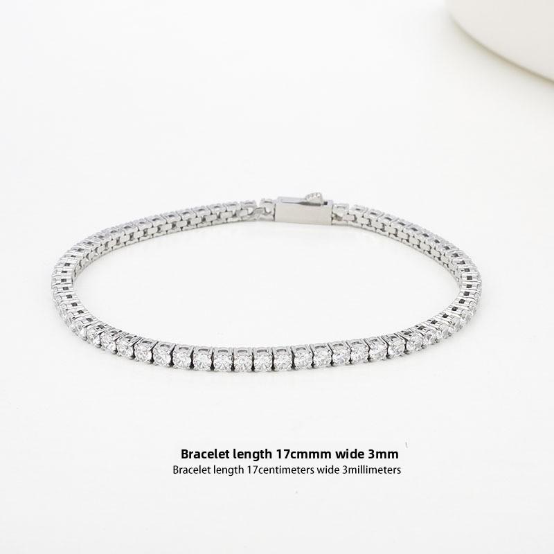 Titanium Steel Tennis Chain Bracelet, Zircon Premium Feeling Full Diamond Single Row Diamond Hip-hop Men's Bracelet Does Not Fade