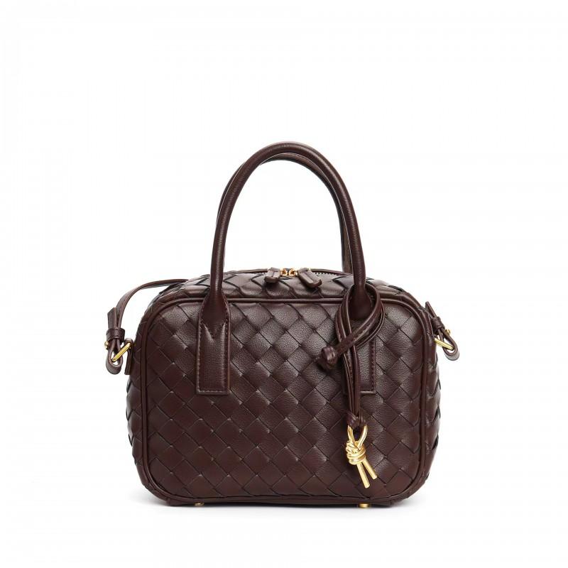 Borsa Mini Quadrata in Pelle Tessuta a Mano da Donna Morbida Vera Pelle di Mucca Tracolla a Spalla Grande Capacità Uso Quotidiano