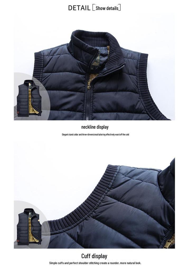 Men's Warm Cotton Vest Jacket: Autumn/Winter Velvet Thick Waistcoat