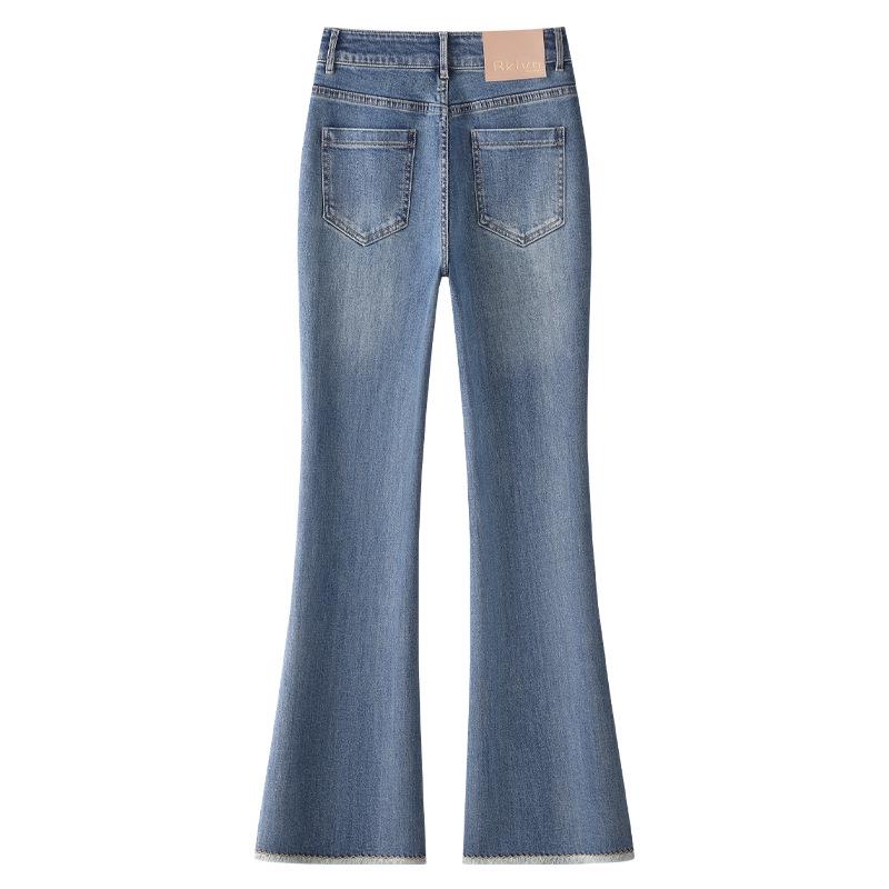 Women's Slim-Fit High-Waisted Micro-Flared Jeans, 2025 Spring Retro Style