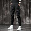 Trendy Men's Spring Autumn Cargo Pants Slim Fit Casual Style Loose Fit American Style Multiple Pocket Small Foot Pants Black