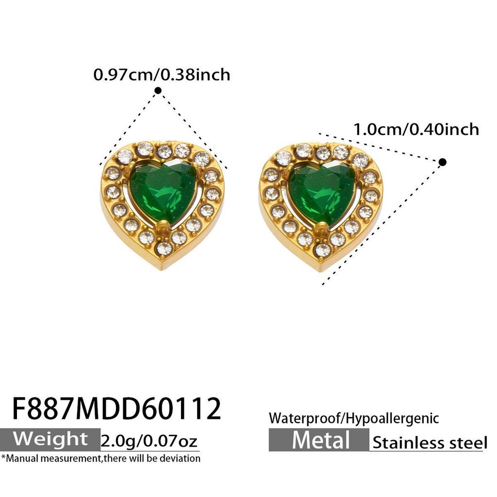 Douyin Trend Wassertropfen Strass Zirkon Anhänger Halskette & Ohrringe Damen Set, 18 Karat Vergoldeter Edelstahl.