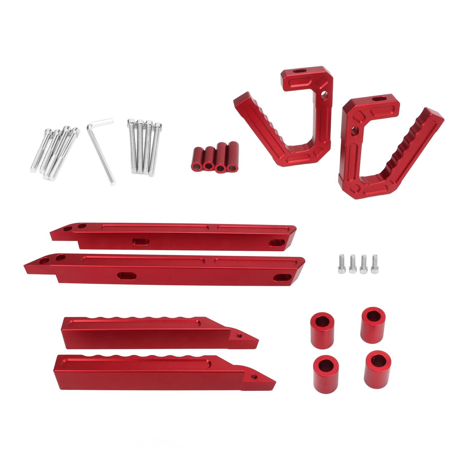Kit de poignées de maintien avant arrière Barre d'appui Support de main Remplacement pour modèles Jeep Wrangler JK 2007 à 2018 Argent rouge